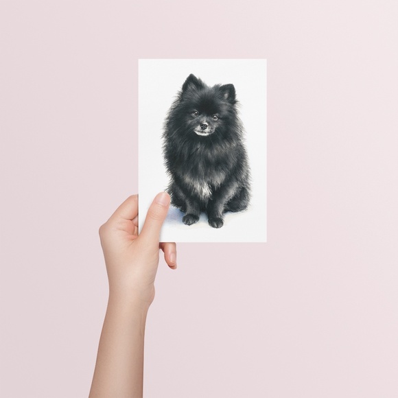Watercolor Black Pomeranian Dog Portrait Art Print – Unframed Fine Art Poster - Picture 5 of 5